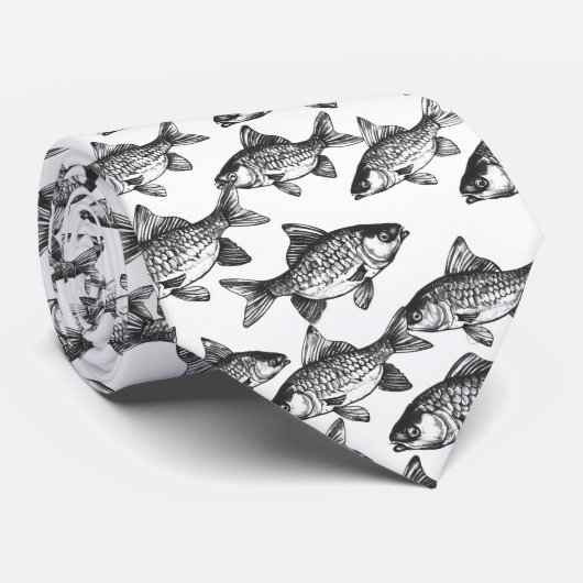 Monochromatisches Fischmuster Krawatte (Gerollt)