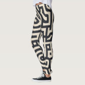 monochromatisches geometrisches Labyrinth Leggings (Links)