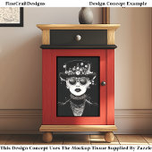 Monochromatisches Glam Steampunk Frau AC6 Decoupag Seidenpapier