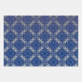 Monochromatisches Imitat Blau Grau Design Geschenkpapier Set (Vorderseite)