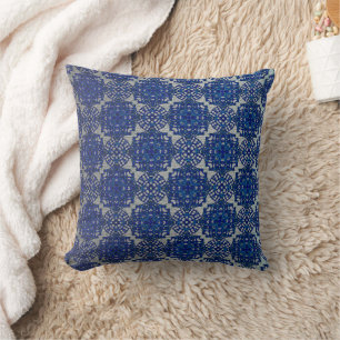 Monochromatisches Imitat Blau Grau Design Kissen