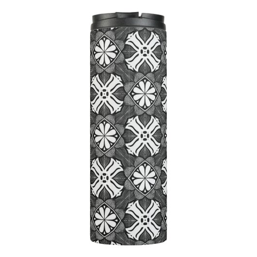 Monochromatisches Kaleidoskop-Thermal-Tumbler Thermosbecher (Rückseite)