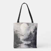 Monochromatisches Landschaftsbild Tintenzeichnung Tasche (Rückseite)