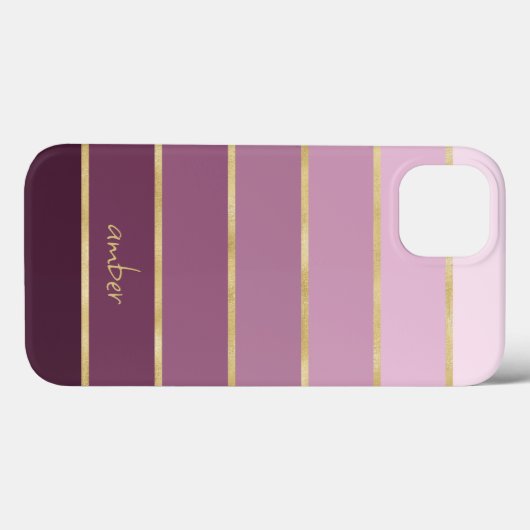 Monochromatisches Rosa mit Gold-Personalisierung-F Case-Mate iPhone Hülle (Rückseite (Horizontal))