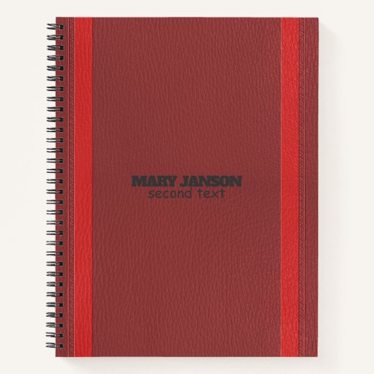 Monochromatisches Rotes Leder Notizblock (Vorderseite)