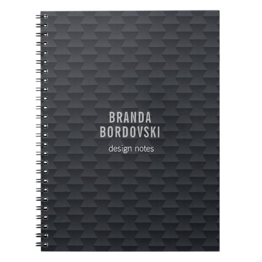 Monochromatisches, schwarz-graues geometrisches Mu Notizblock (Vorderseite)