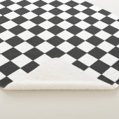 Monochromatisches Schwarz-weiß-Quadrat-Muster Sherpadecke (3/4)