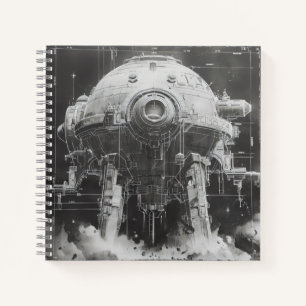 Monochromatisches Sci-Fi-Blueprint Notizblock
