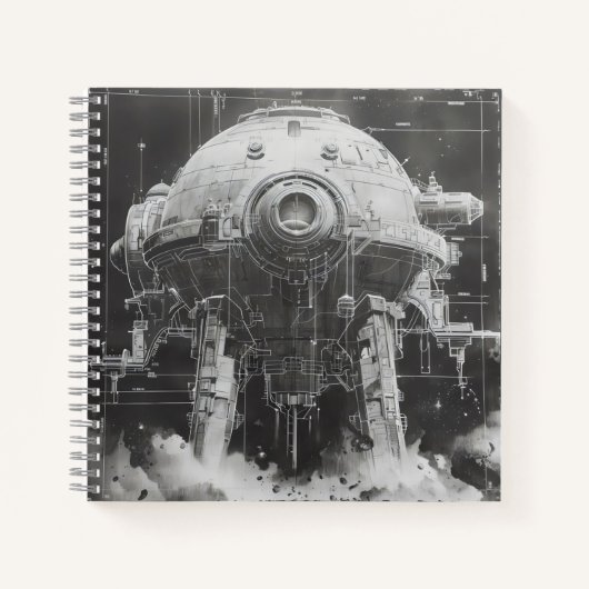 Monochromatisches Sci-Fi-Blueprint Notizblock (Vorderseite)