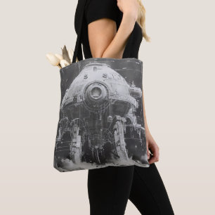 Monochromatisches Sci-Fi-Blueprint Tasche
