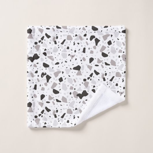 Monochromatisches Terrazzo-Muster Badhandtuch Set (Waschlappen)
