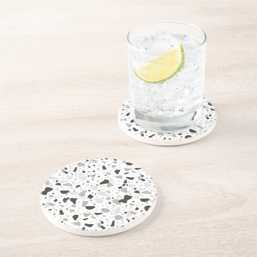 Monochromatisches Terrazzo-Muster Getränkeuntersetzer (Seite)