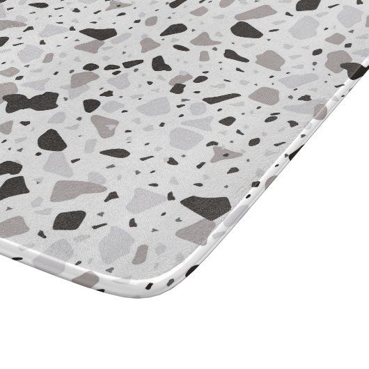 Monochromatisches Terrazzo-Muster Schneidebrett (Ecke)