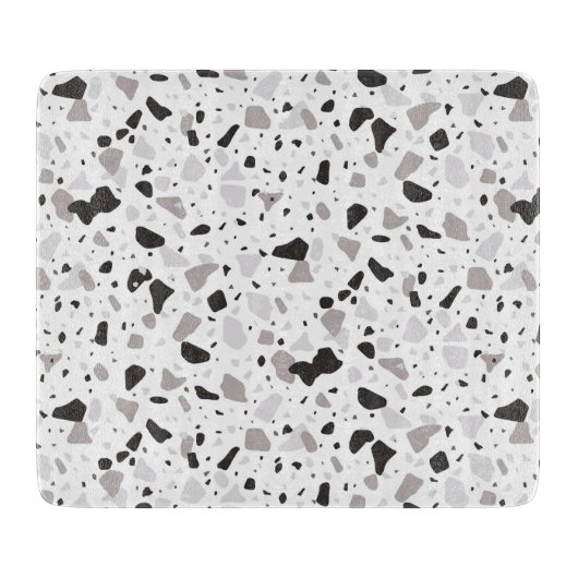 Monochromatisches Terrazzo-Muster Schneidebrett (Vorderseite)