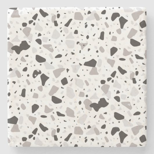 Monochromatisches Terrazzo-Muster Steinuntersetzer (Vorderseite)