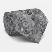 Monochrome Abstract Dense Organic Geometric Repeat Krawatte (Gerollt)