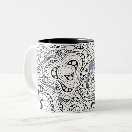 Monochrome Abstrakte Blume Tasse (Vorderseite Links)