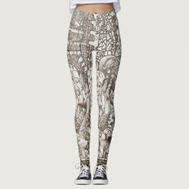 Monochrome Abstrakte Modernistische Symbolik Leggings