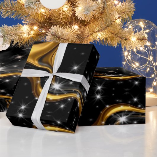 Monochrome abstrakte Opulenz: Hochwertige Goldtext Geschenkpapier (Feiertage)
