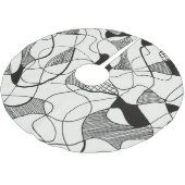 Monochrome Abstrakte Pen Tinte Sketch Polyester Weihnachtsbaumdecke (Schrägansicht)