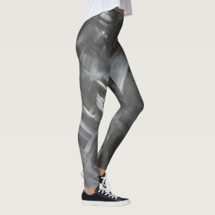 Monochrome abstrakte Pinselstriche Schwarz und Wei Leggings