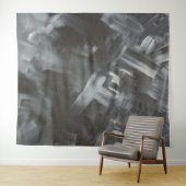 Monochrome Abstrakte Pinselstriche Schwarzweiß Wandteppich (Beispiel (Horizontal))