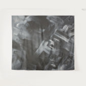 Monochrome Abstrakte Pinselstriche Schwarzweiß Wandteppich (Vorderseite (Horizontal))