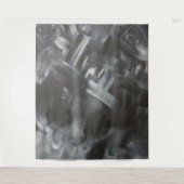 Monochrome Abstrakte Pinselstriche Schwarzweiß Wandteppich (Vorderseite)