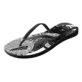 Monochrome abstrakte Schwarzweiß-Blume Badesandalen (Schrägansicht)