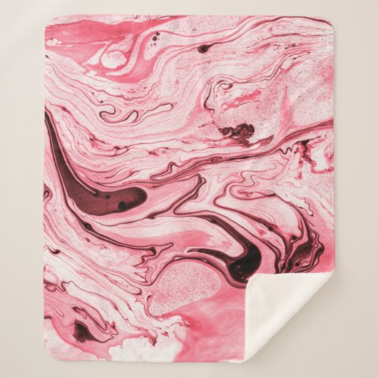 Monochrome Abstrakte Wasserpinsel, Red Futuristi Sherpadecke (Vorderseite)