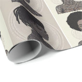 Monochrome Afrofuturist Queens Geschenkpapier (Rolleneckpunkt)