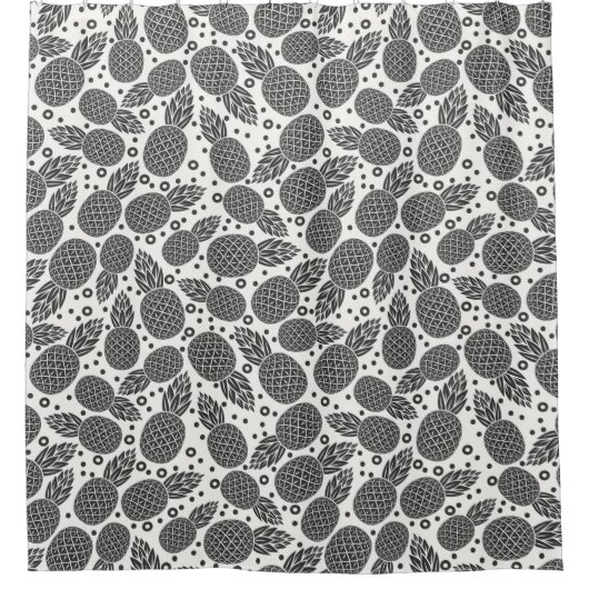 Monochrome Ananas Duschvorhang (Vorderseite)