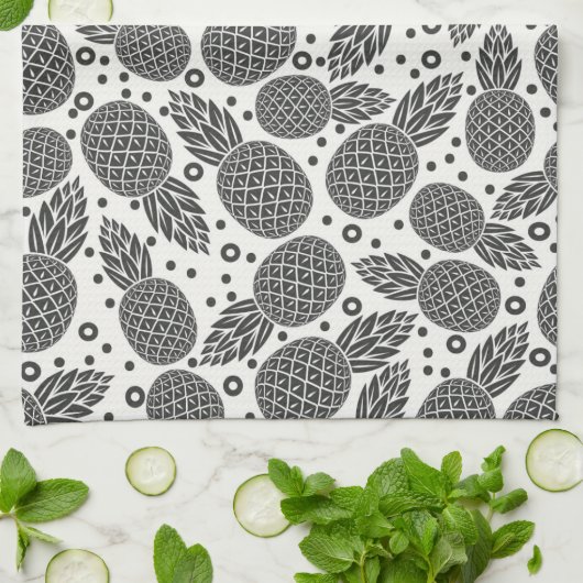 Monochrome Ananas Küchentuch (Gefaltet)