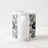 Monochrome Ananas| Monogramm Jumbo-Tasse (Rückseite)