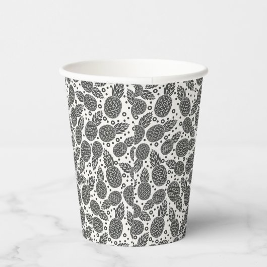 Monochrome Ananas Pappbecher (Rechts)