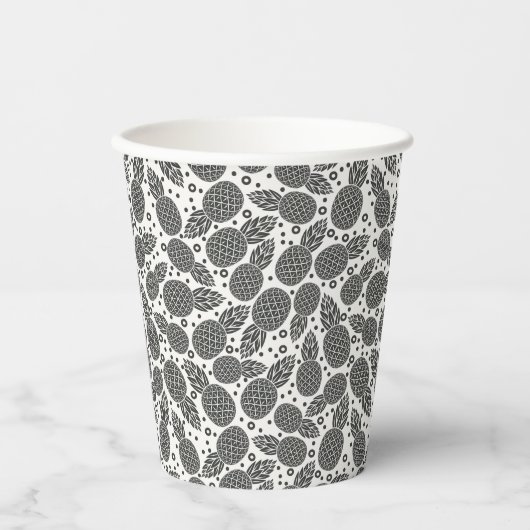 Monochrome Ananas Pappbecher (Vorderseite)