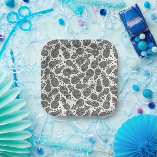 Monochrome Ananas Pappteller (Party)