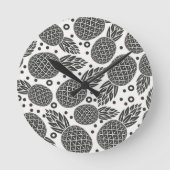 Monochrome Ananas Runde Wanduhr (Vorderseite)