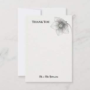 Monochrome Anemone Hochzeit Danksagungskarte Dankeskarte