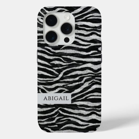 Monochrome Animal Print and Name Case-Mate iPhone Hülle (Rückseite)