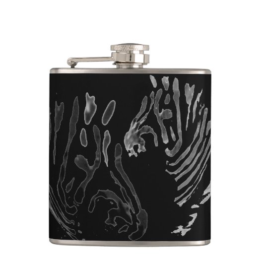 Monochrome Animal Print Zebras Flachmann (Vorderseite)