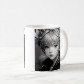 Monochrome Anime Girl Kaffeetasse (VorderseiteRechts)