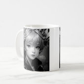 Monochrome Anime Girl Kaffeetasse (Vorderseite Links)