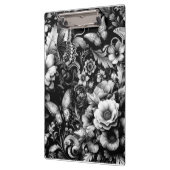 Monochrome antike Flora mit Schmetterlingen Klemmbrett (Links)
