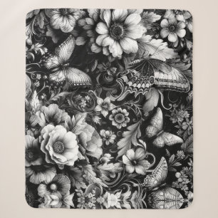Monochrome antike Flora mit Schmetterlingen Sherpadecke