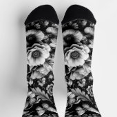 Monochrome antike Flora mit Schmetterlingen Socken (Oben)