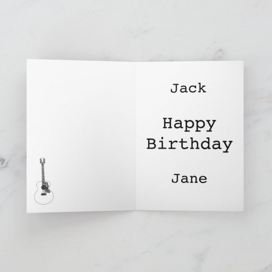 Monochrome Art Acoustic Gitarre Musikinstrument Karte (Innenseite)