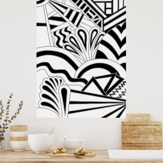 Monochrome Art Deco Design. Poster (Küche)