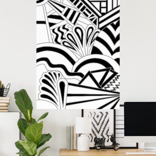 Monochrome Art Deco Design. Poster (Heimbüro)