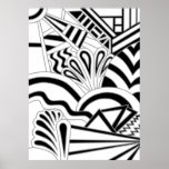 Monochrome Art Deco Design. Poster<br><div class="desc">Ein abstraktes Schwarz-Weiß-Muster-Design im Art Deko-Stil. Stilvolles Design mit Retro-Look. Dieses Bild hat graue Linien mit schwarz-weißen Formen.</div>